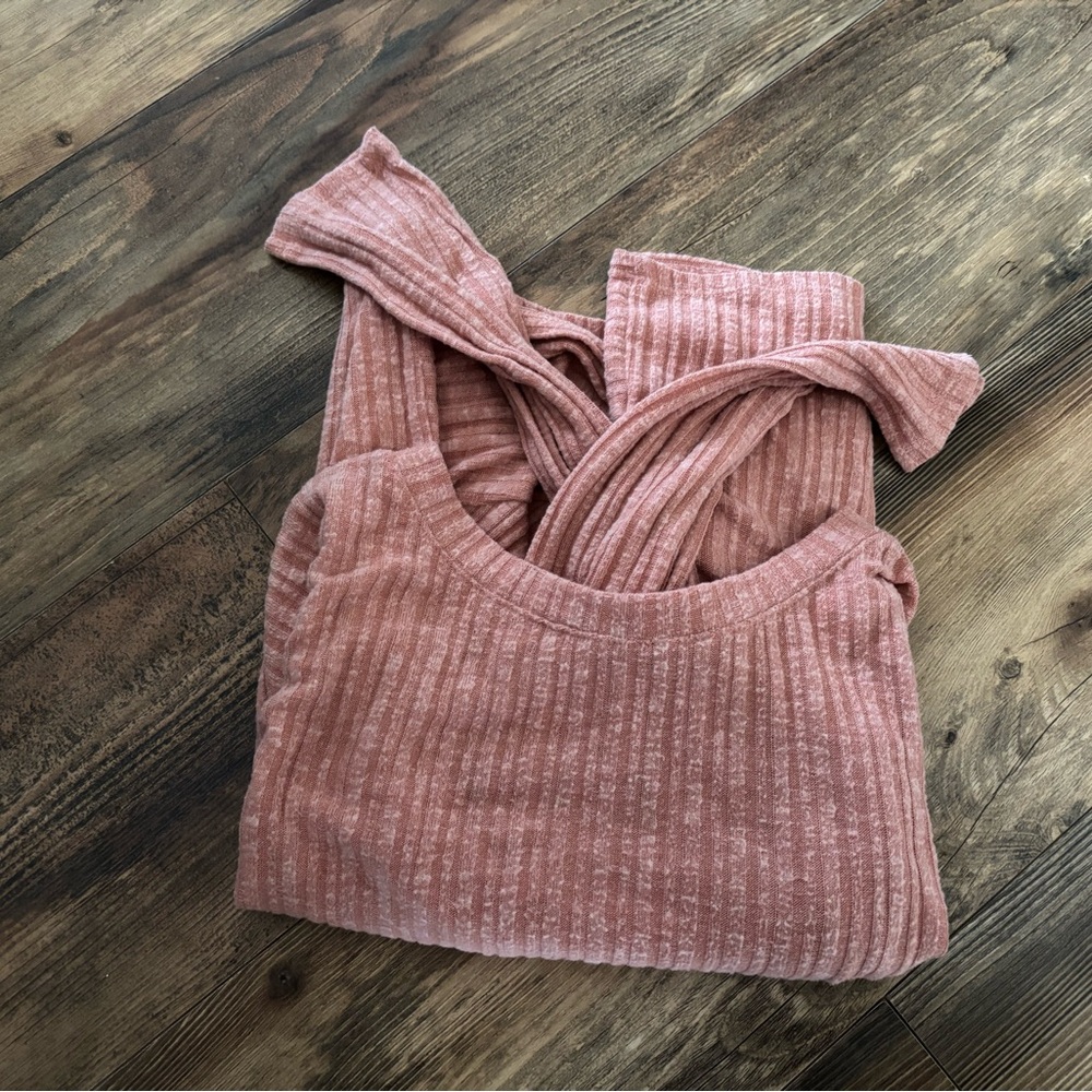 Pink Ribbed Long Sleeve Top - Picture 3 of 5